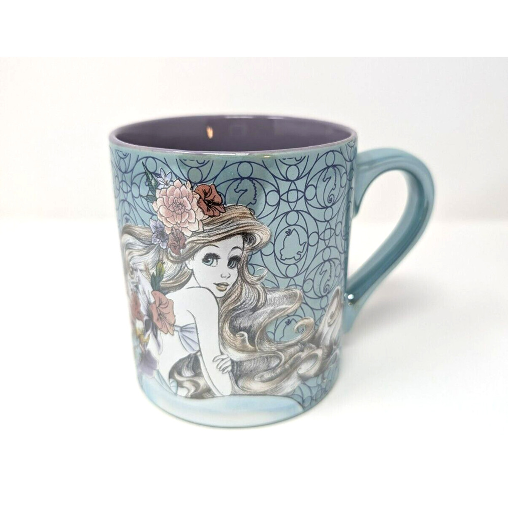 Disney Little Mermaid Cup Mug‎ Dreams Gleam 14 oz Shiny Blue Purple